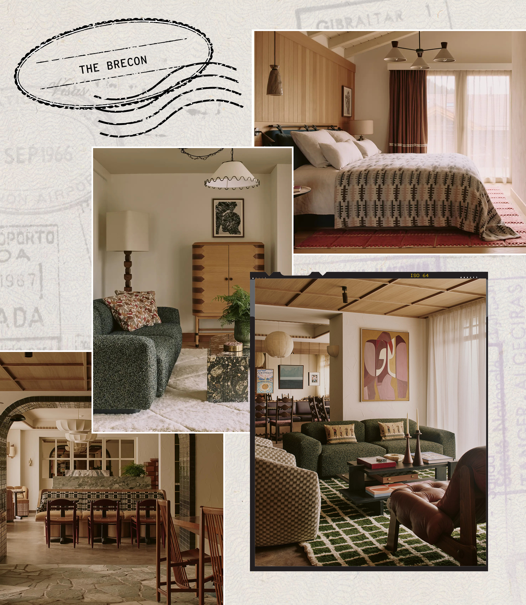 a collage of four images of The Brecon hotel in Switzerland