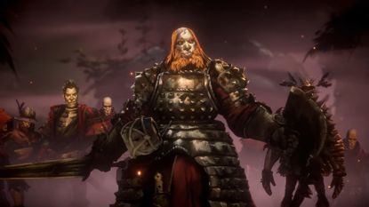 No Rest for the Wicked cinematic of armored warrior with shield and sword