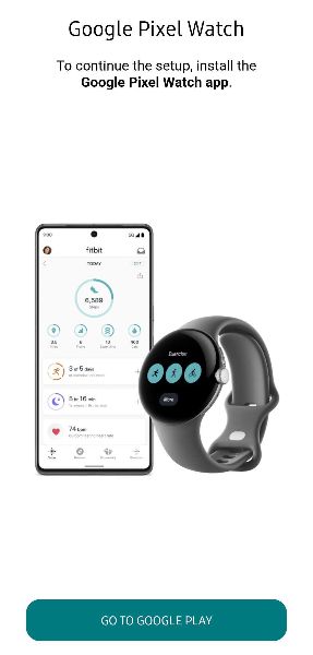 The Pixel Watch on the Fitbit app