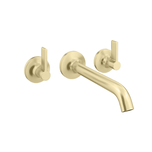 victorianplumbing, Opus Wall Mounted 3 Hole Bath Filler Tap Brushed Brass