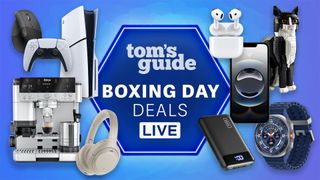 Tom's Guide Boxing Day Deals LIVE logo surrounded by various products