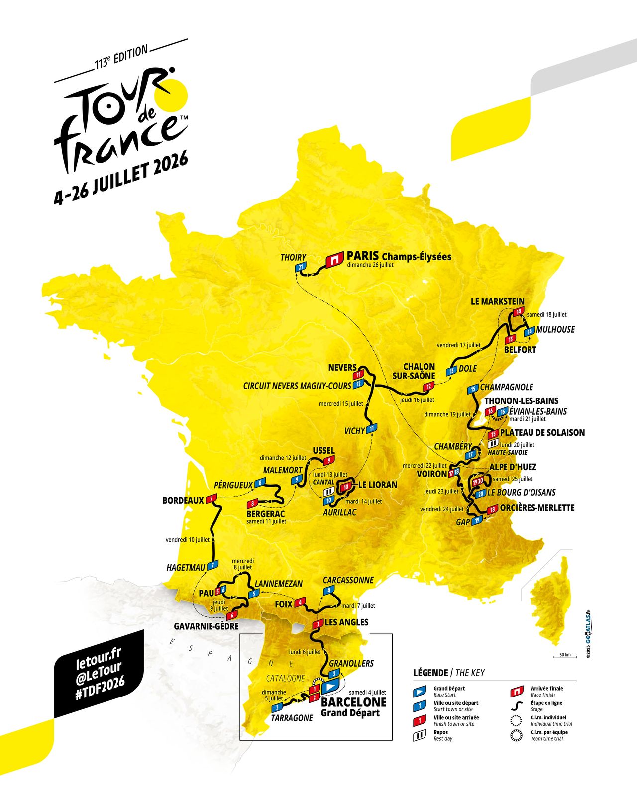 The route of the 2026 Tour de France