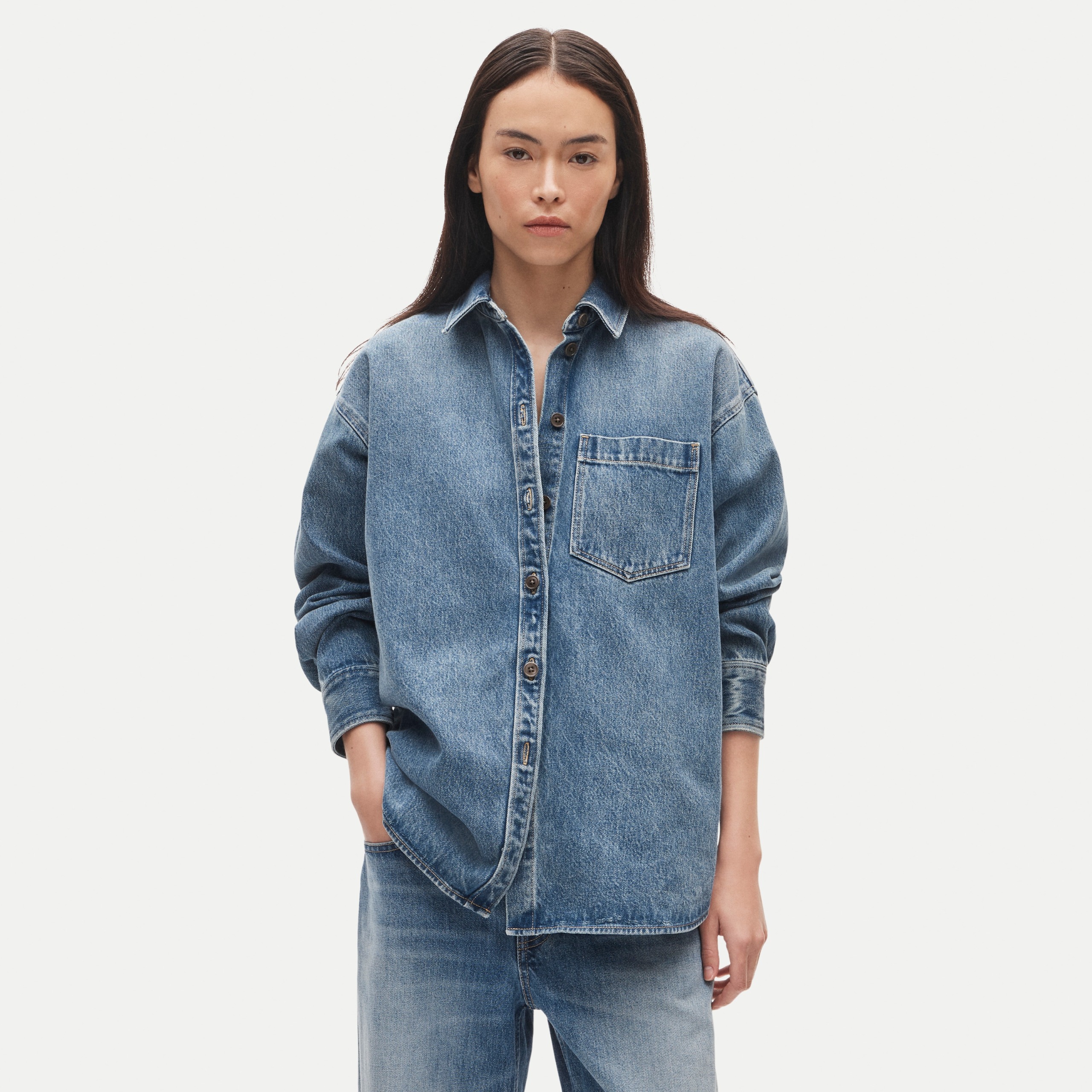 &amp;Eacute;tienne Oversized Button-Up Shirt in Denim