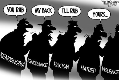 Editorial Cartoon U.S. xenophobia asian hate