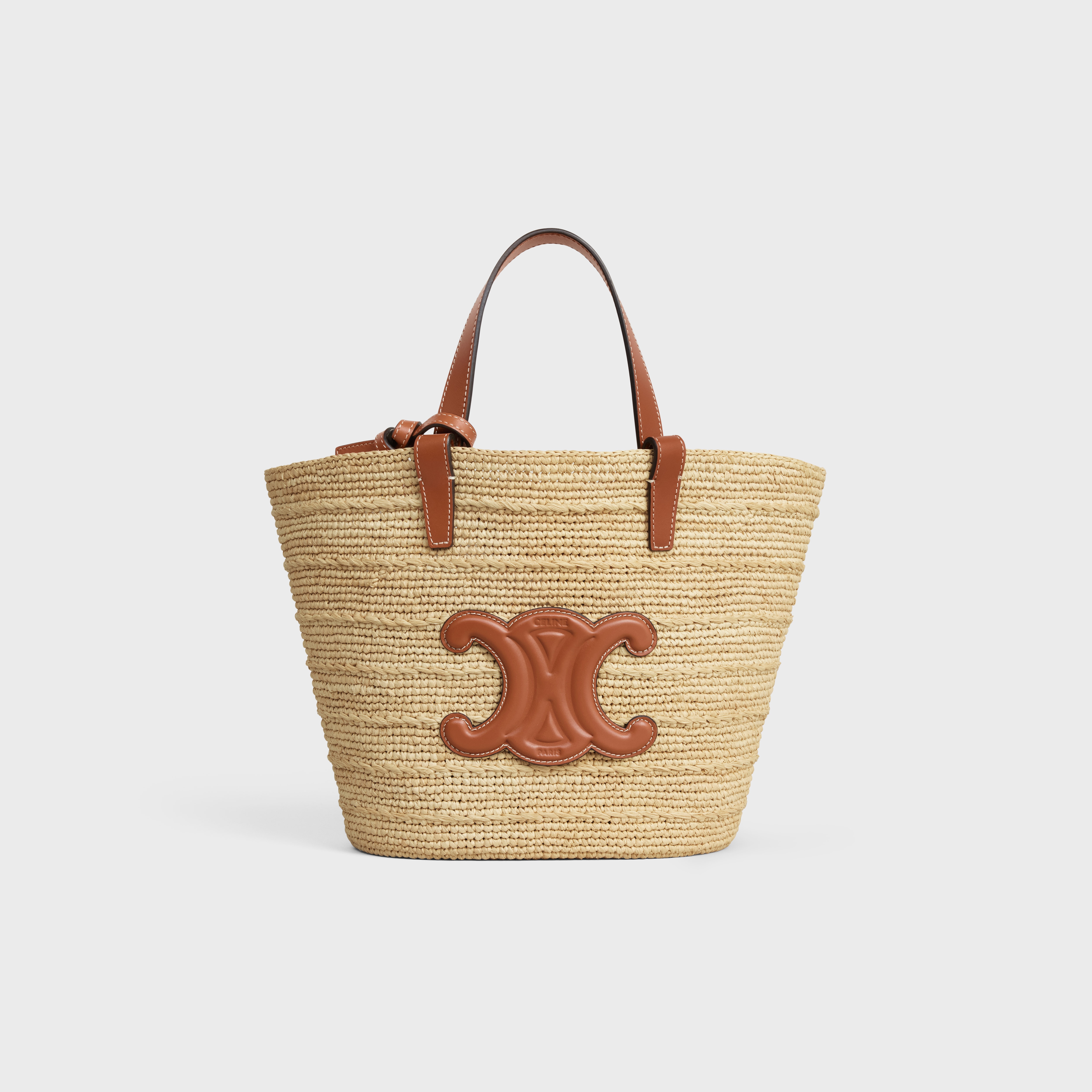 Teen Supple Celine Classic Panier in Raffia and Calfskin
