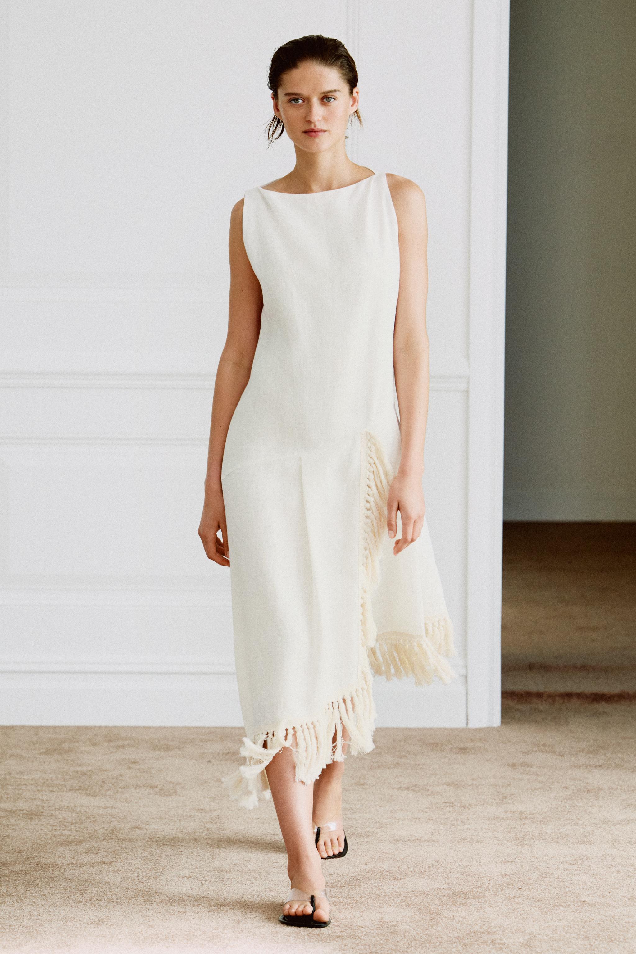 Zw Collection Fringed Linen Dress