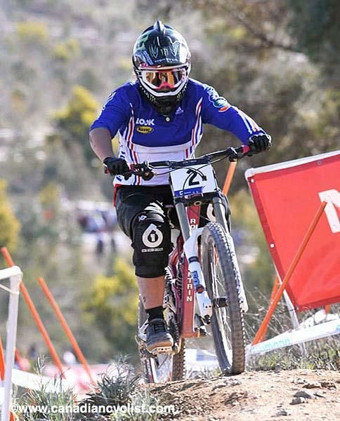 France's Sabrina Jonnier's run was over with a flat