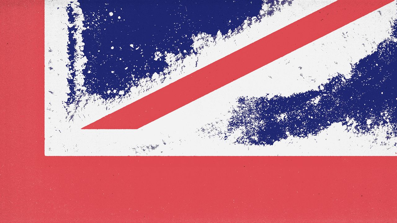 White powder in lines on a Union Jack flag