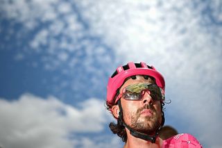 EF Education - EasyPost team's Irish rider Ben Healy awaits the start of the 15th stage of the 112th edition of the Tour de France cycling race, 169.3 km between Muret and Carcassonne, southwestern France, on July 20, 2025. (Photo by Loic VENANCE / AFP)
