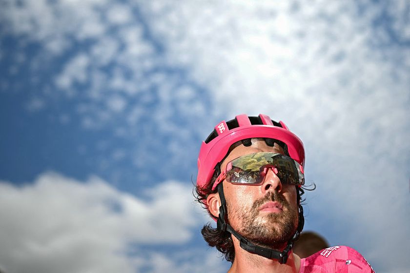 EF Education - EasyPost team&#039;s Irish rider Ben Healy awaits the start of the 15th stage of the 112th edition of the Tour de France cycling race, 169.3 km between Muret and Carcassonne, southwestern France, on July 20, 2025. (Photo by Loic VENANCE / AFP)