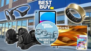 Collage of items on sale for Presidents Day at Best Buy