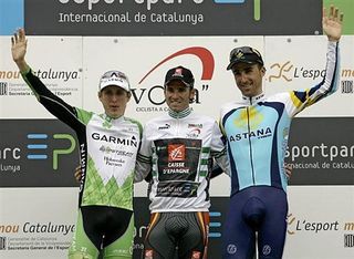 The podium of the Volta a Catalunya 2009: Dan Martin, winner Alejandro Valverde and Haimar Zubeldia.