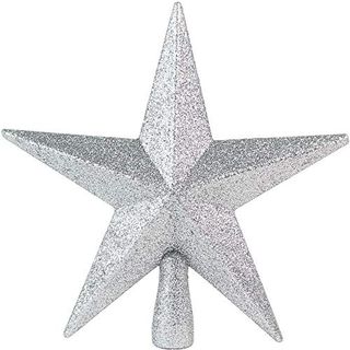 Ornativity Glitter Star Tree Topper - Christmas Silver Decorative Holiday Trees Toppers Sparkle Bethlehem Star Decor Xmas Ornament 8"