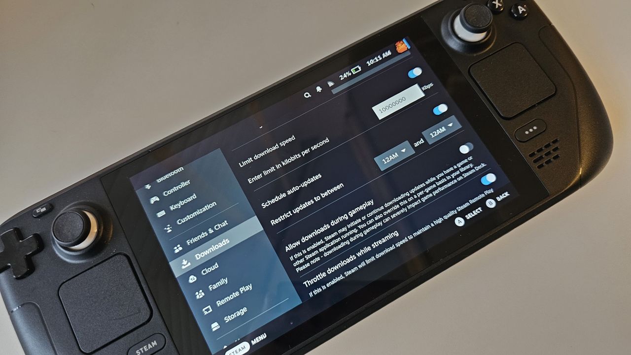 Steam Deck download settings