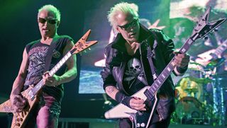 Rudolf (left) and Michael Schenker perform with the Scorpions at the Hammersmith Apollo in London