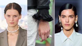 spring 2023 jumbo pearl jewelry trend at Rejina Pyo, Givenchy, Erdem