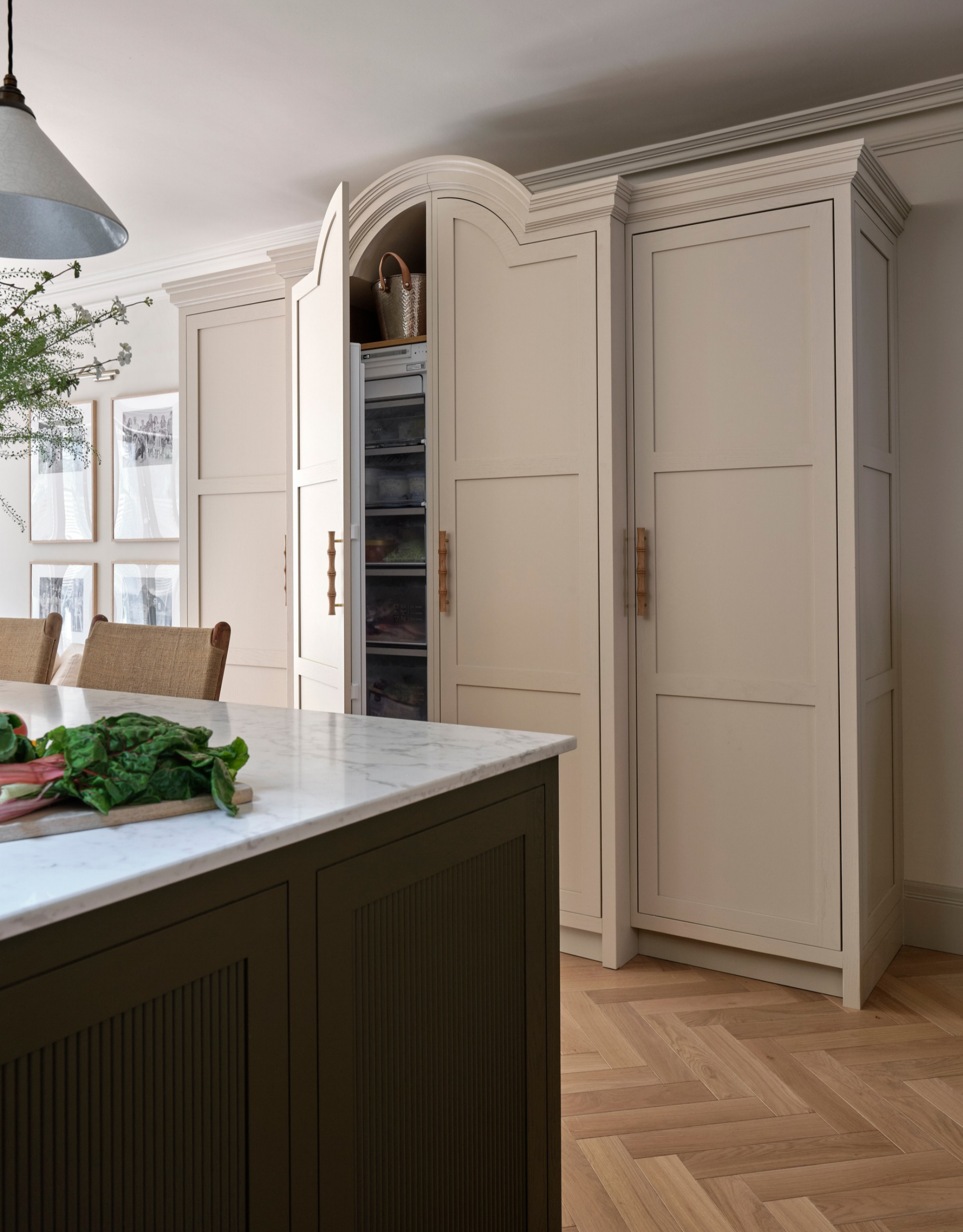 a decorative cabinetry for the fridge door