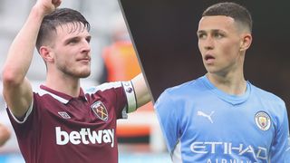 Declan Rice of West Ham United and Phil Foden of Manchester City could both feature in the West Ham vs Manchester City live stream