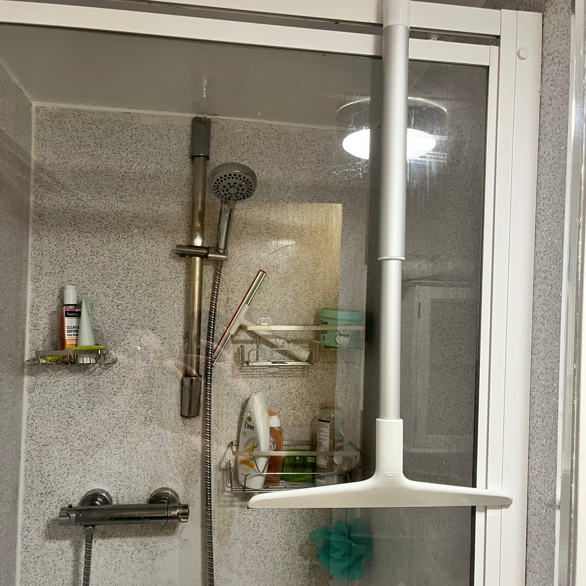 My shower after using the OXO Good Grips Aluminium Extendable Squeegee