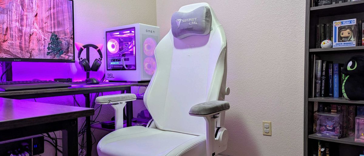 The Secretlab TITAN Evo NanoGen Edition seen at an angle, showing the backrest and seat.