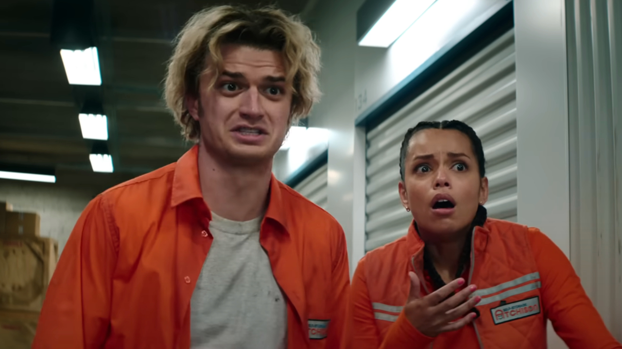 Joe Keery and Georgina Campbell look on in horror in Cold Storage.