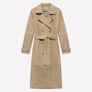 Neutral Suede Trench Coat