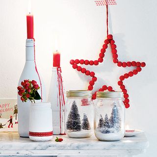 DIY Christmas decor with snow scene jars