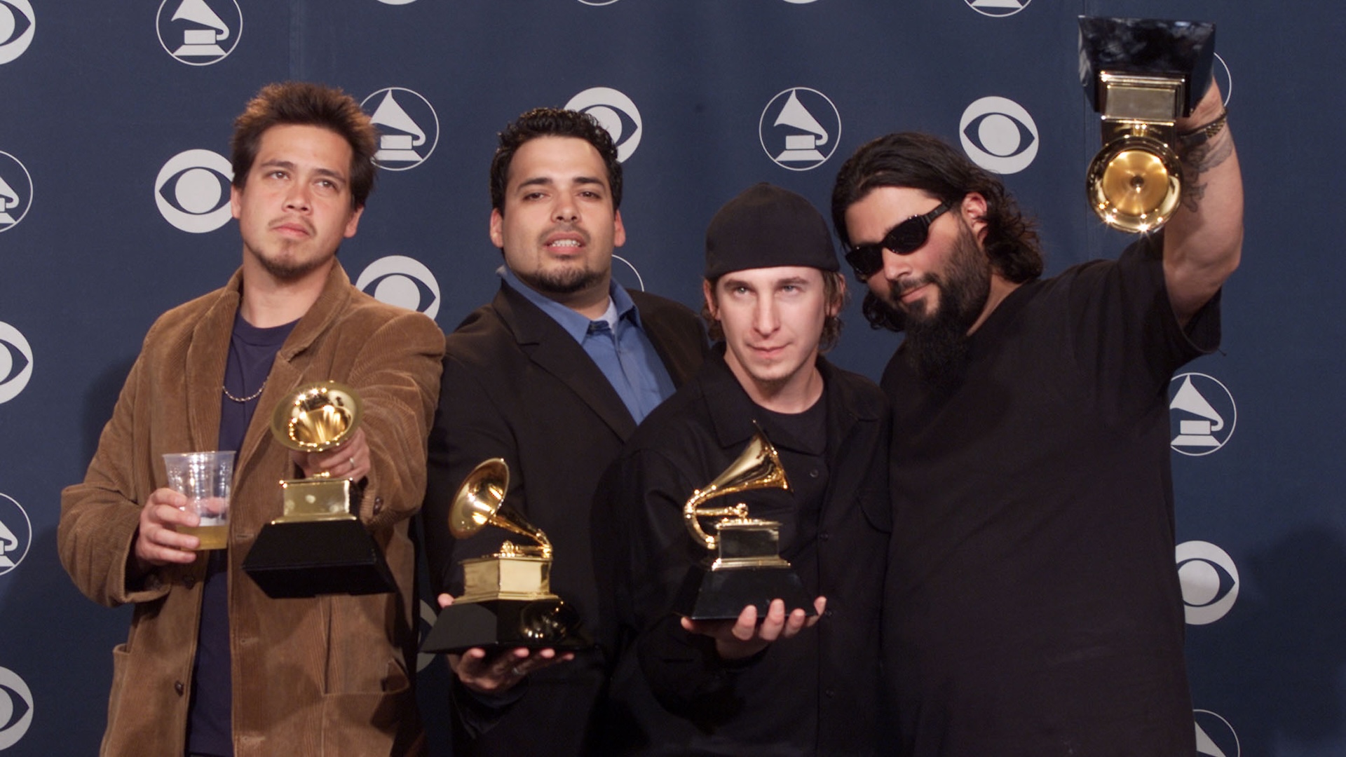 Deftones with their Grammy for Best Metal Performance backstage at the 43rd Annual Grammy Awards at Staples Center in Los Angeles Wednesday, February 21, 2001.