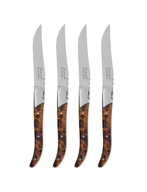 French Home Tortoise Shell 4-Piece Laguiole Connoisseur Steak Knife Set