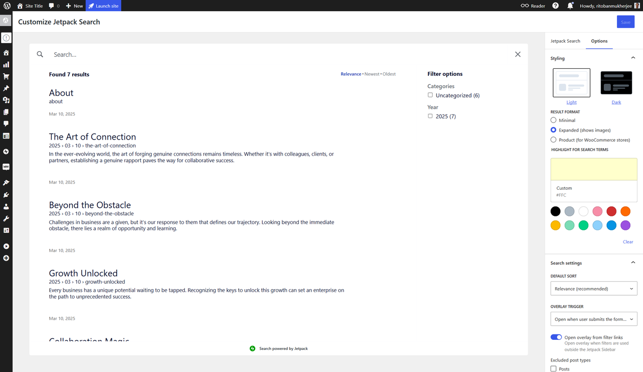 WordPress search tools
