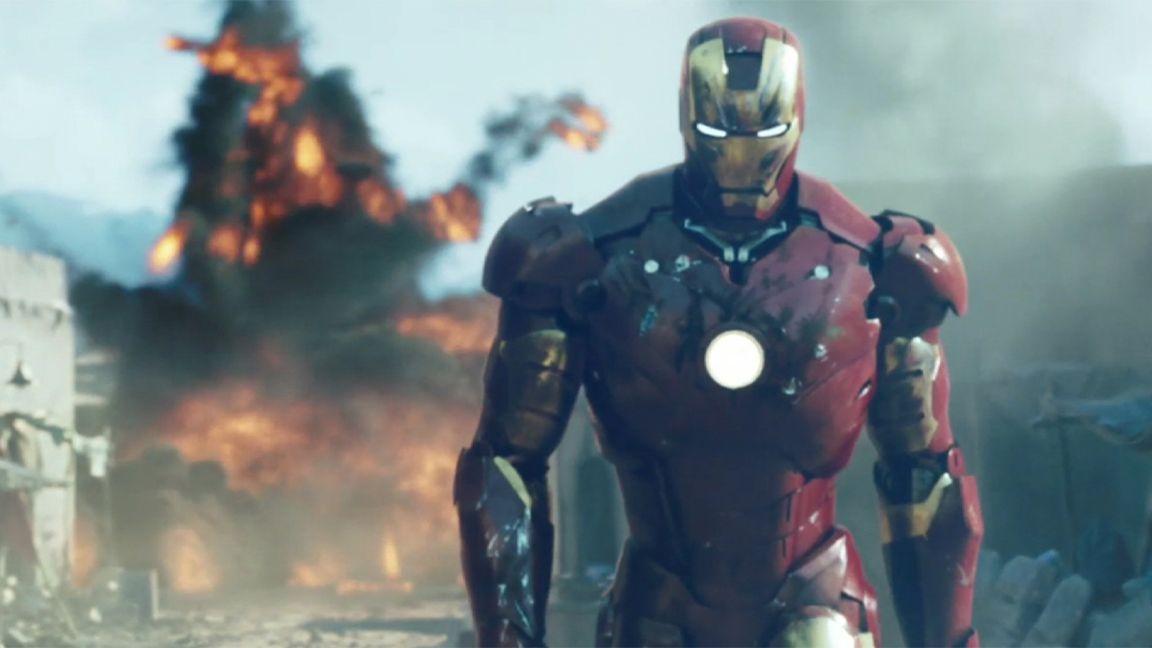 The best CG VFX of the Marvel Cinematic Universe; iron man walks in front of an explosion