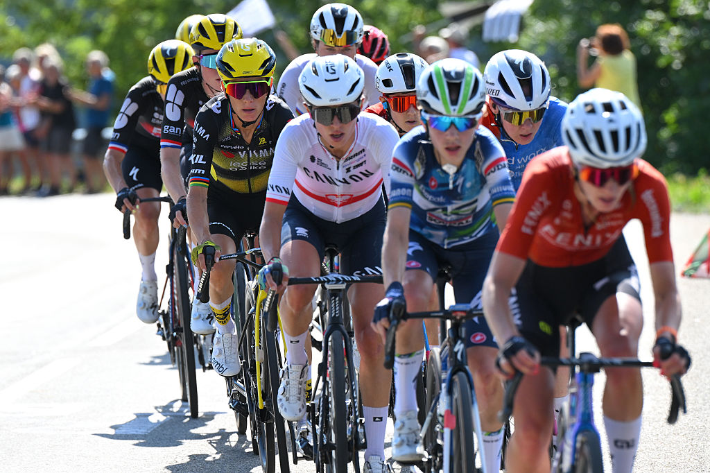 CHAMBERY, FRANCE - AUGUST 01: Pauline Ferrand-Prevot of France and Team Visma | Lease a Bike competes during the 4th Tour de France Femmes 2025, Stage 7 a 159.7km stage from Bourg-en-Bresse to Chambery / #UCIWWT / on August 01, 2025 in Bourg-en-Bresse, France. (Photo by Tim de Waele/Getty Images)