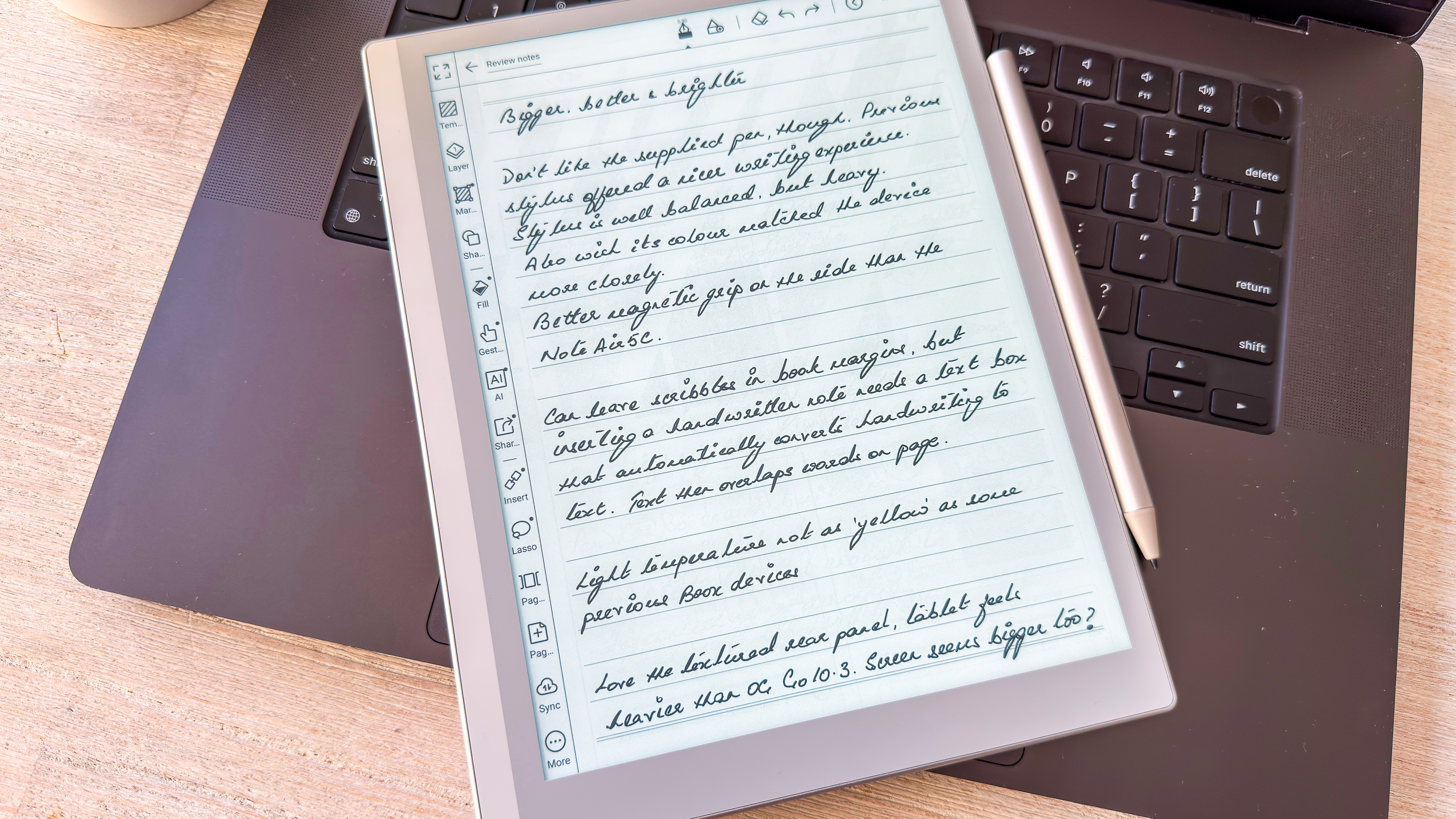 Handwritten notes on the Boox Go 10.3 (Gen II) Lumi
