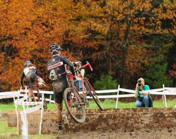 Riders running the barriers.