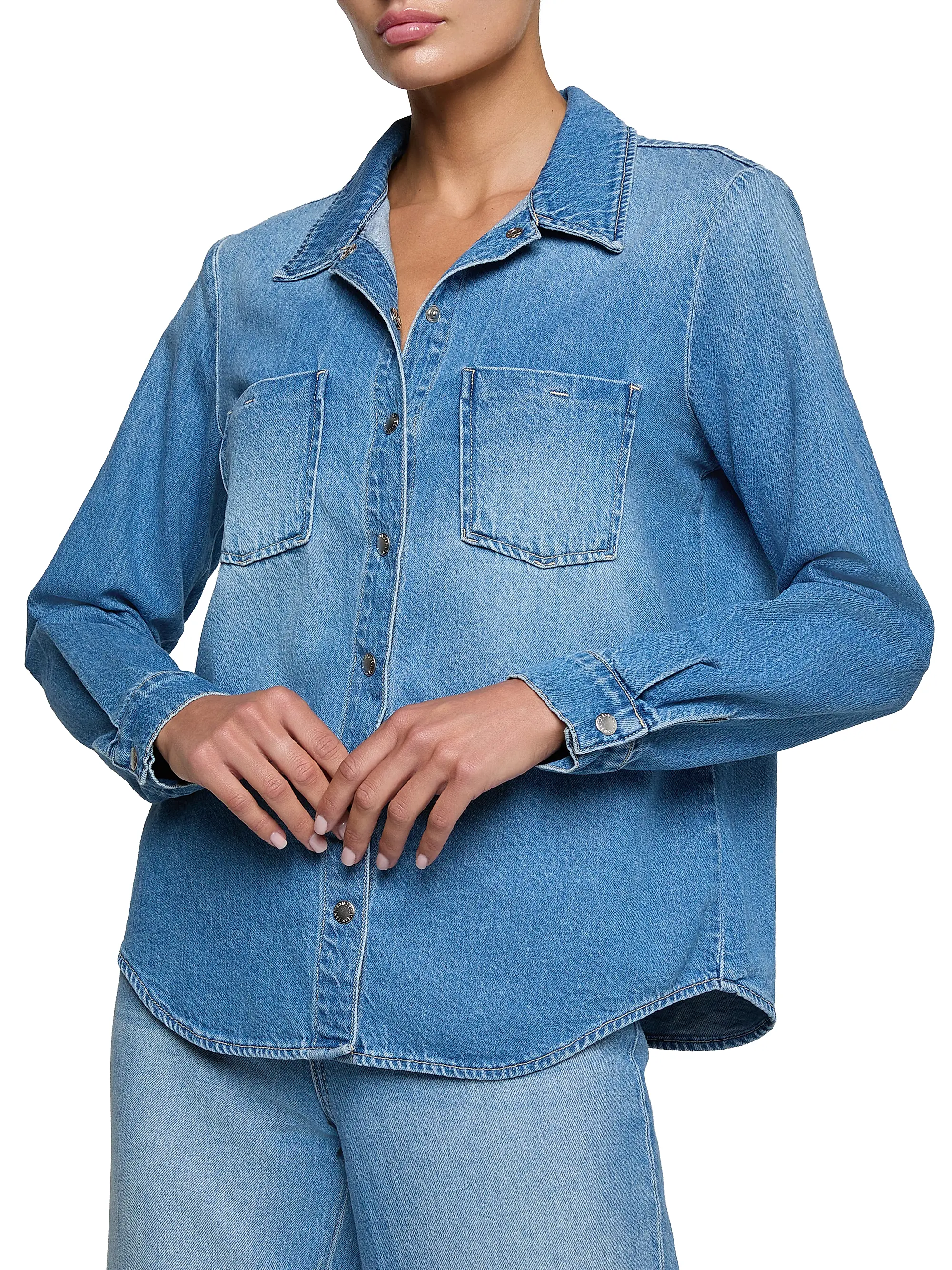 Isla Cotton Denim Button-Front Shirt