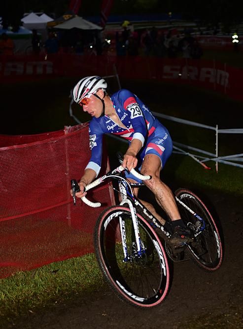 Jeremy Powers (Rapha Focus) riding alone with two laps to go
