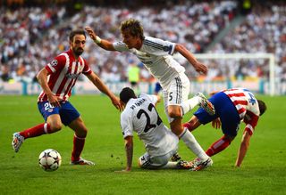 Real Madrid in action against Atletico Madrid in the 2014 Champions League final.