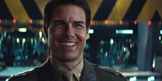 Tom Cruise smiling at the end of Edge of Tomorrow