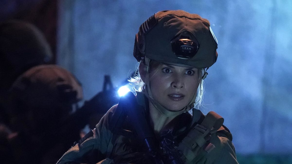 Katrina Law dressed in tactical gear on NCIS