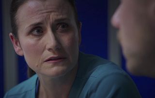 Ange tells Dominic Chloe secret in Holby