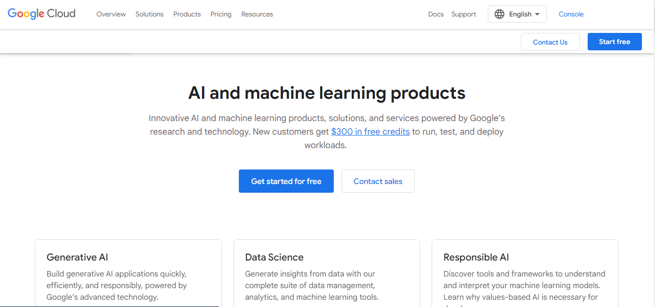 Website screenshot for Google Cloud AI Platform
