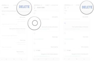Tap Delete, tap the item you want to delete, tap delete.