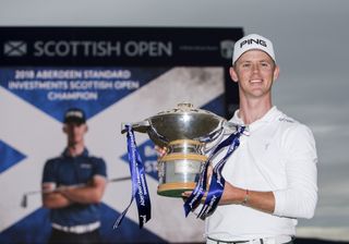Brandon Stone celebrates his win at the 2018 Scottish Open
