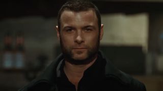 Liev Schreiber dressed in black trench coat as Sabretooth in X-Men Origins: Wolverine