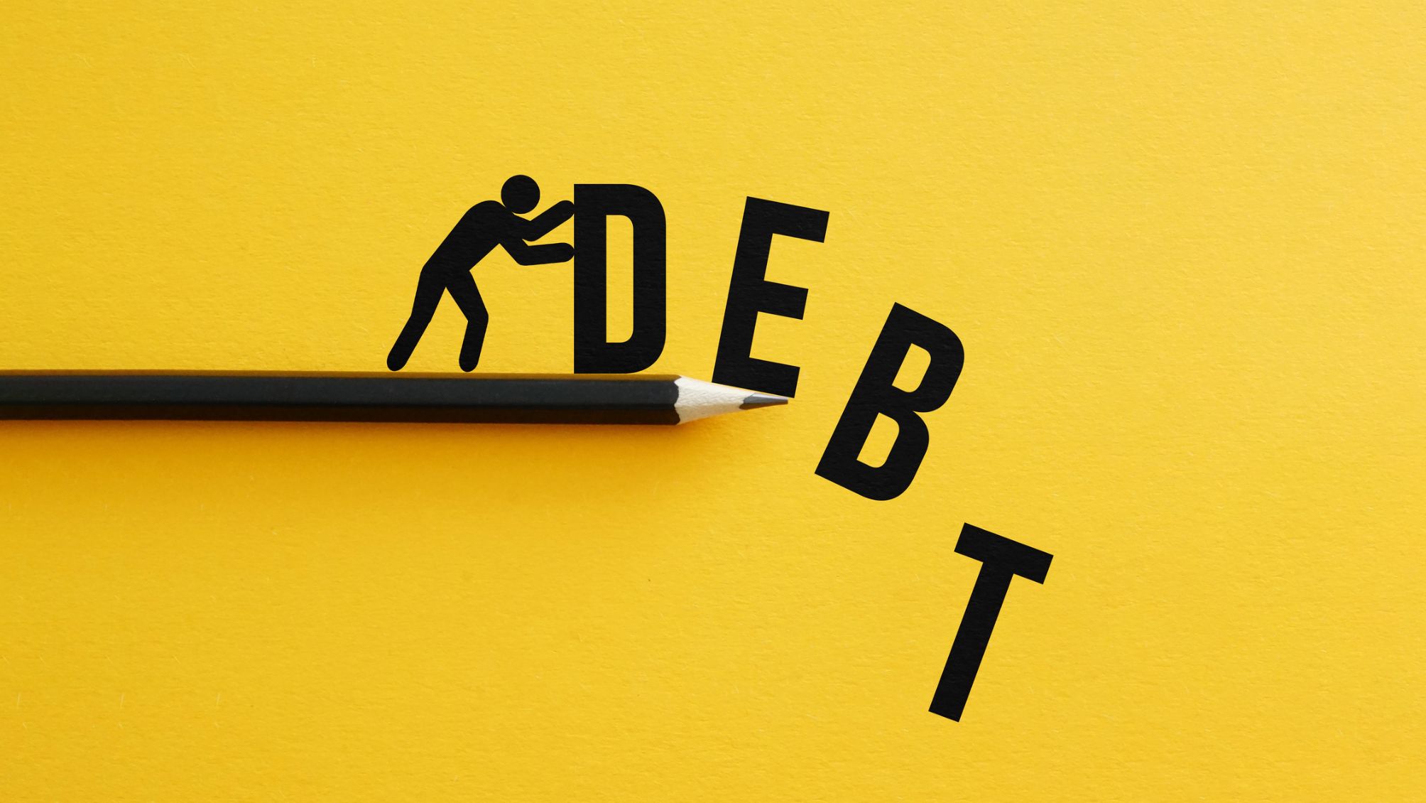 Man Pushing Debt Away