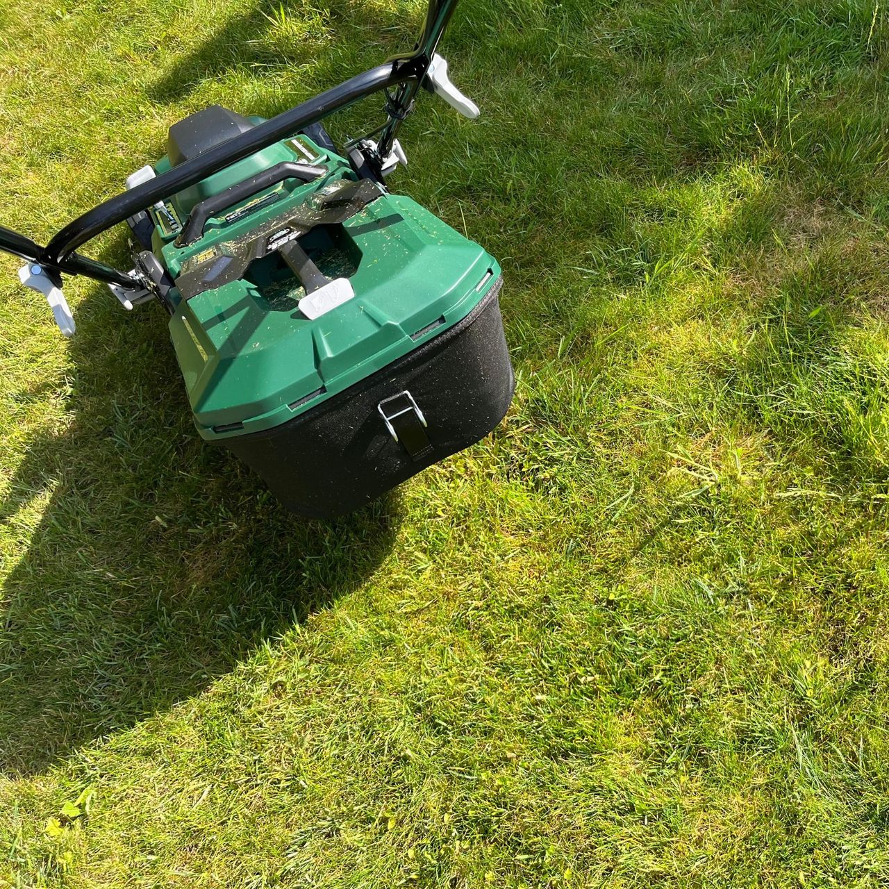 Webb 40V 38cm Rear Roller Lawnmower cutting grass 2