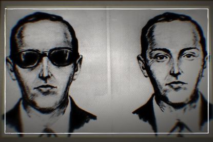 Sketchings of D.B Cooper with a white border around it