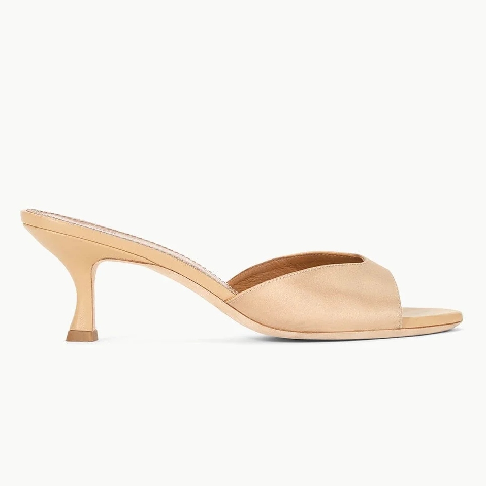 Staud Brigitte Camel Satin Mules