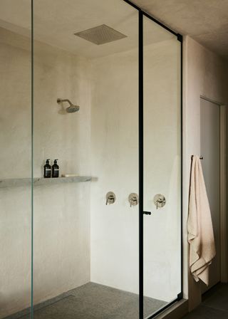 A matte textured bathroom wall