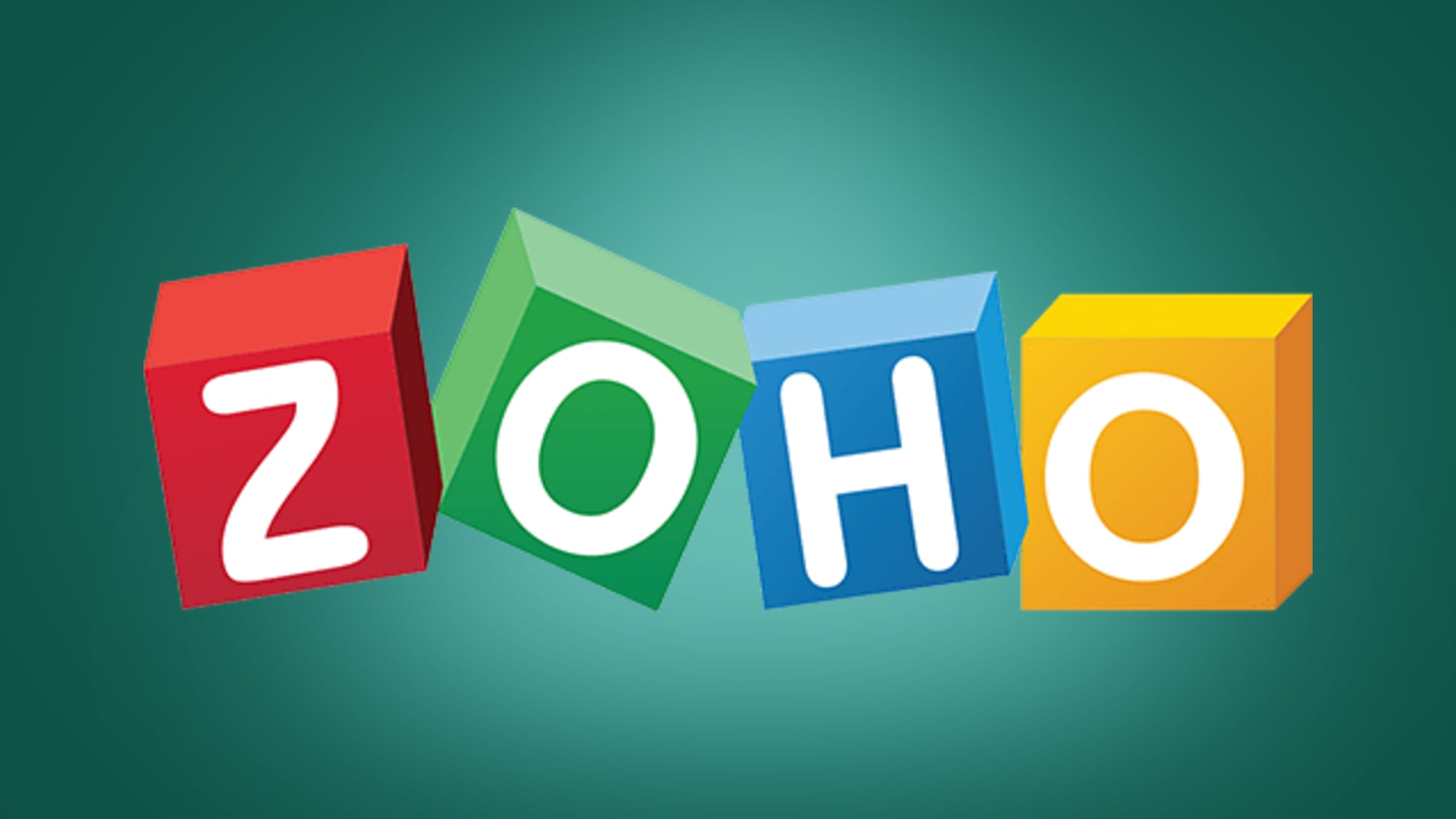 Zoho logo on green background with spotlight effect